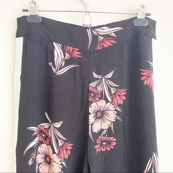 Eva Longoria Floral Ribbon Stripe Wide Leg Crepe Trouser Pant Black Pink 6 - Picture 3 of 12